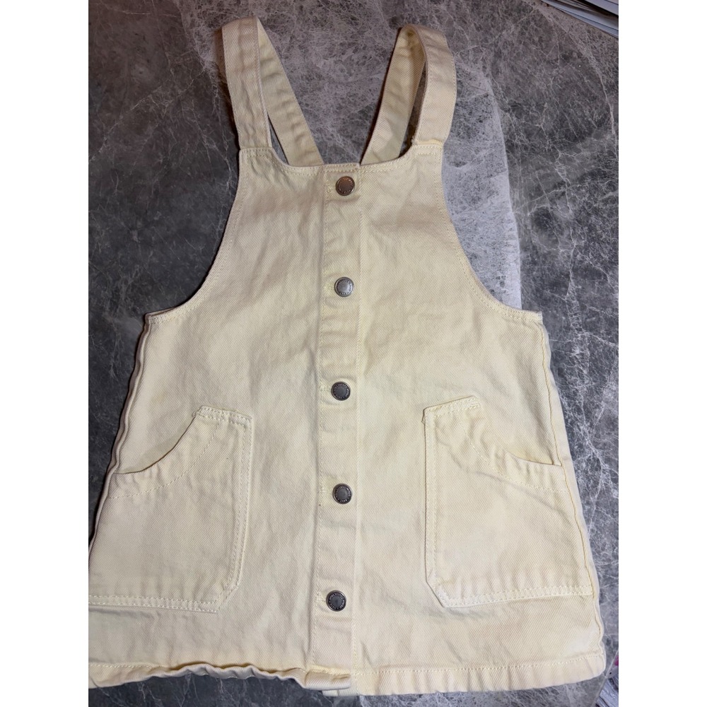 Zara | Denim Button Front Pinafore Dress | 2-3T || Yellow|